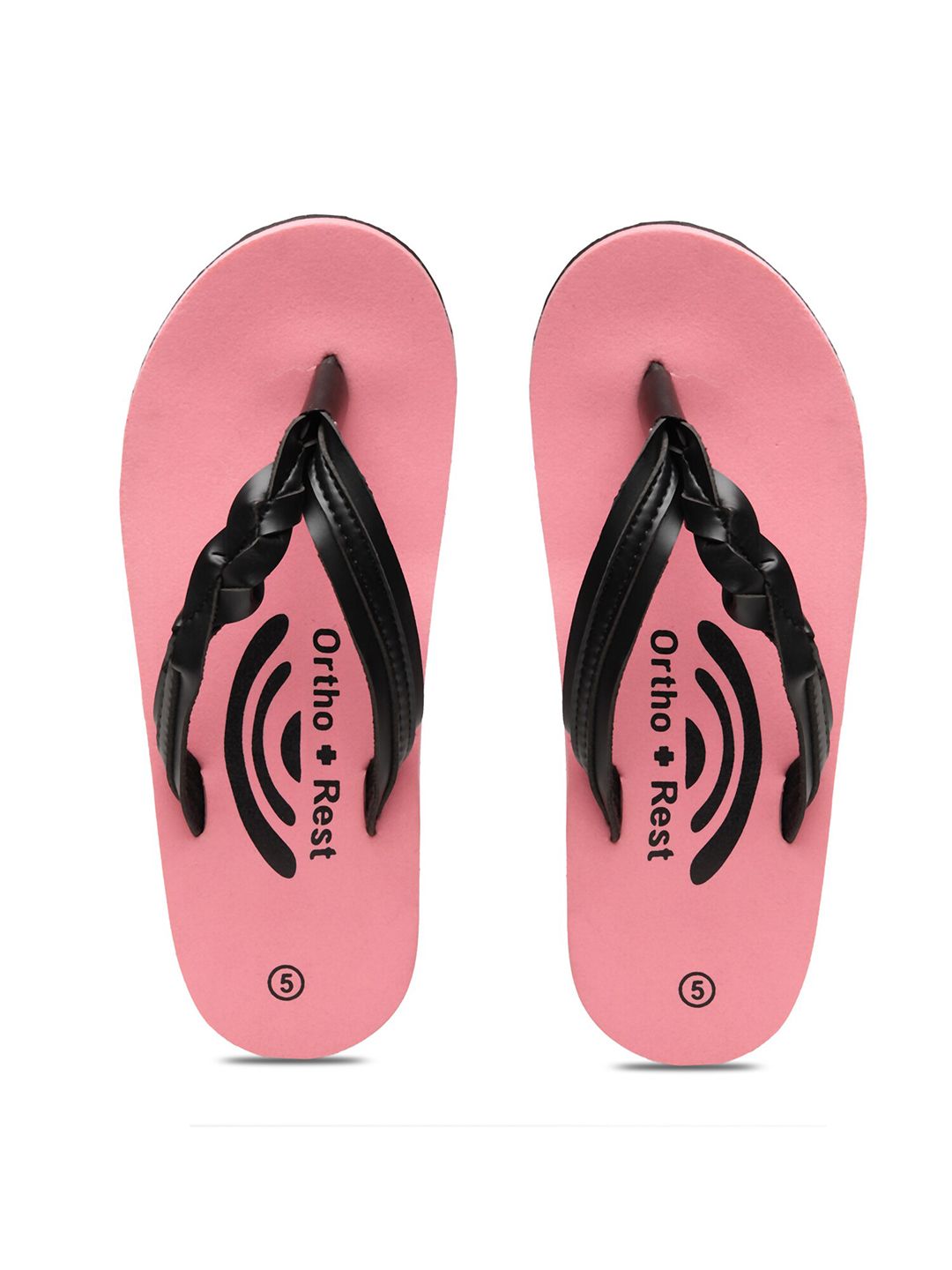 Ortho Rest Women Pink & Black Printed Thong Flip-Flops Price in India