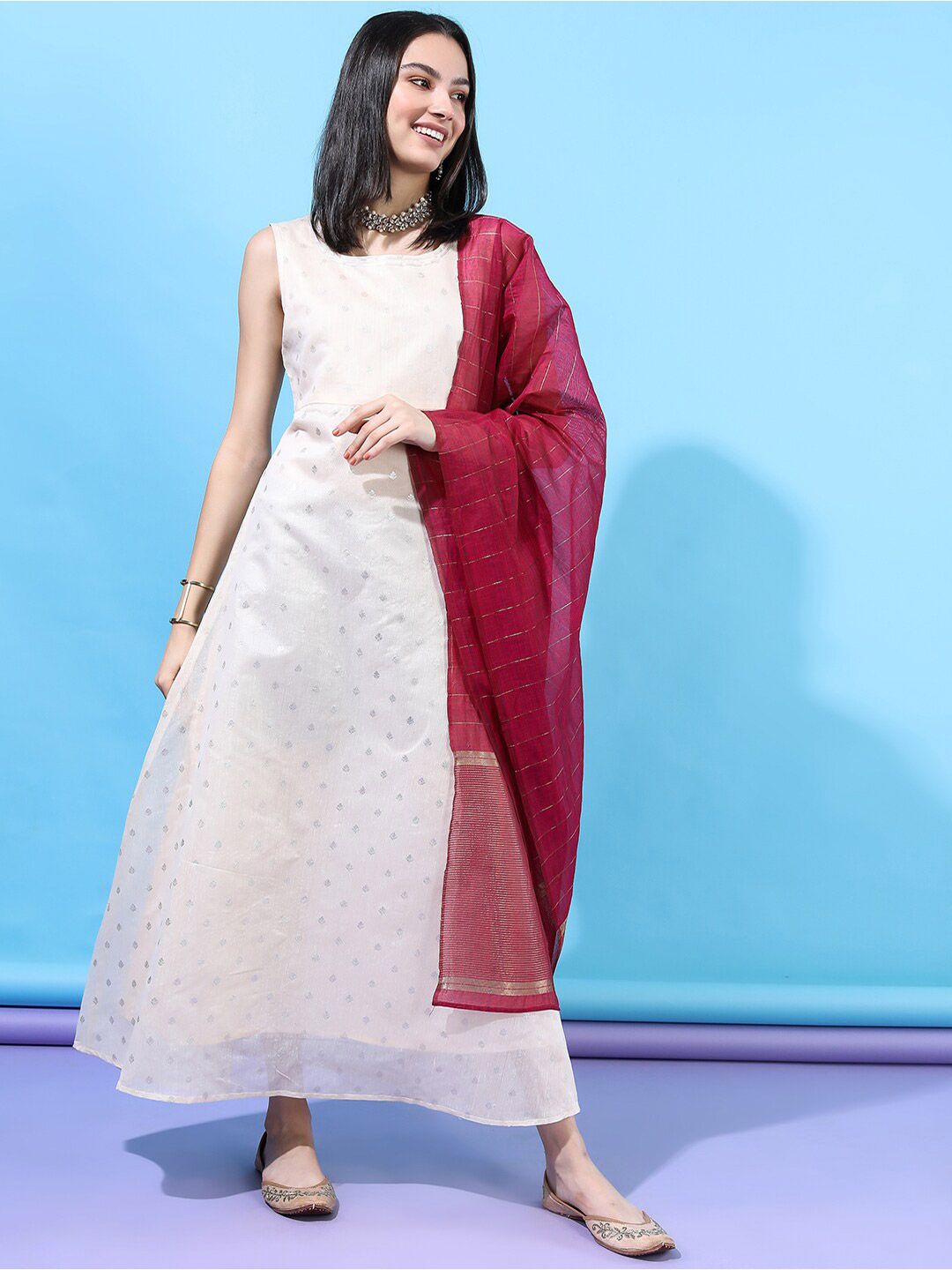 Vishudh Off White Maxi Dress Price in India