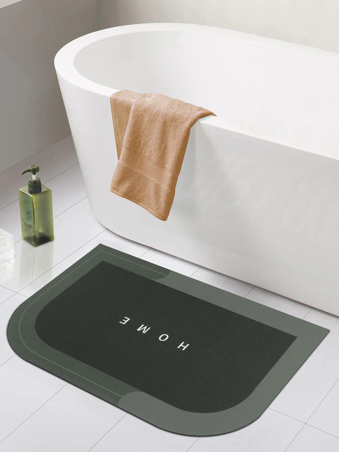 Story@home Green Solid 210 GSM Anti-Slip Bath Rugs