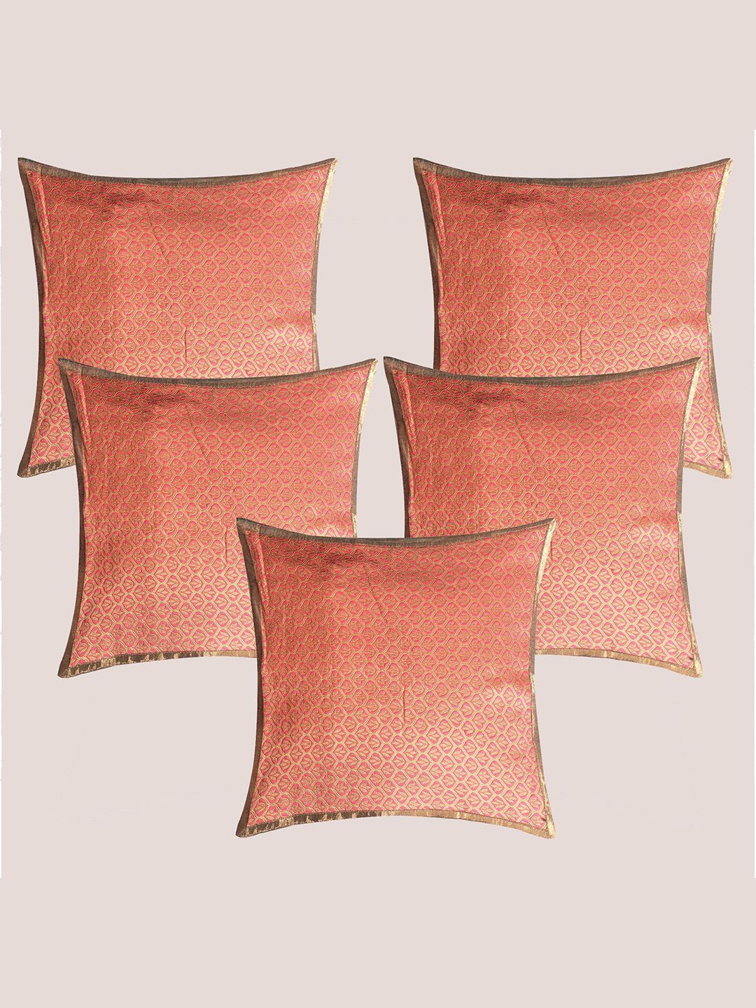 Molcha Rust Set of 5 Ethnic Motifs Square Cushion Covers Price in India