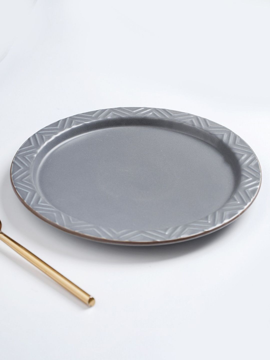 Nestasia Grey Embossed Matte Ceramic Snack Plate Price in India