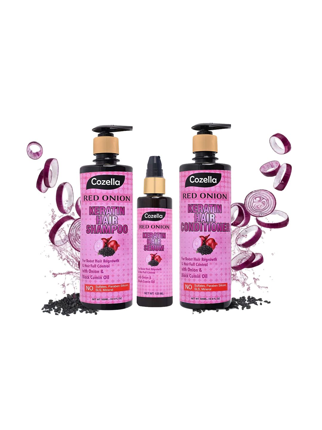 COZELLA Red Onion Keratin Hair Shampoo and Conditioner , serum 1125 ml