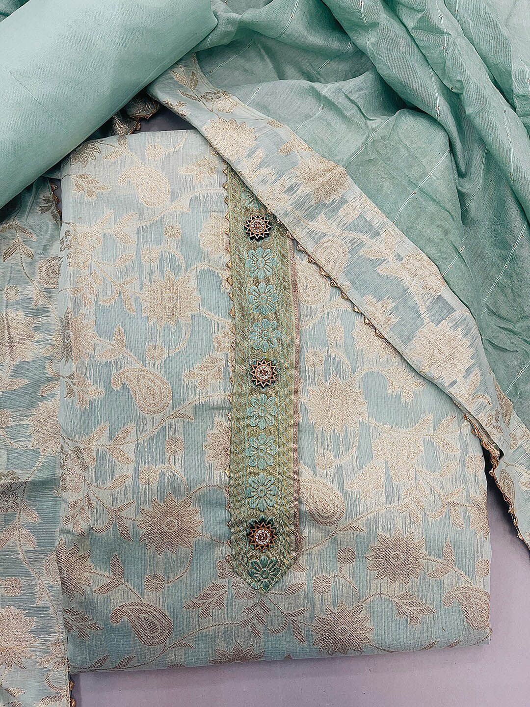 JATRIQQ Women Sea Green Dress Material