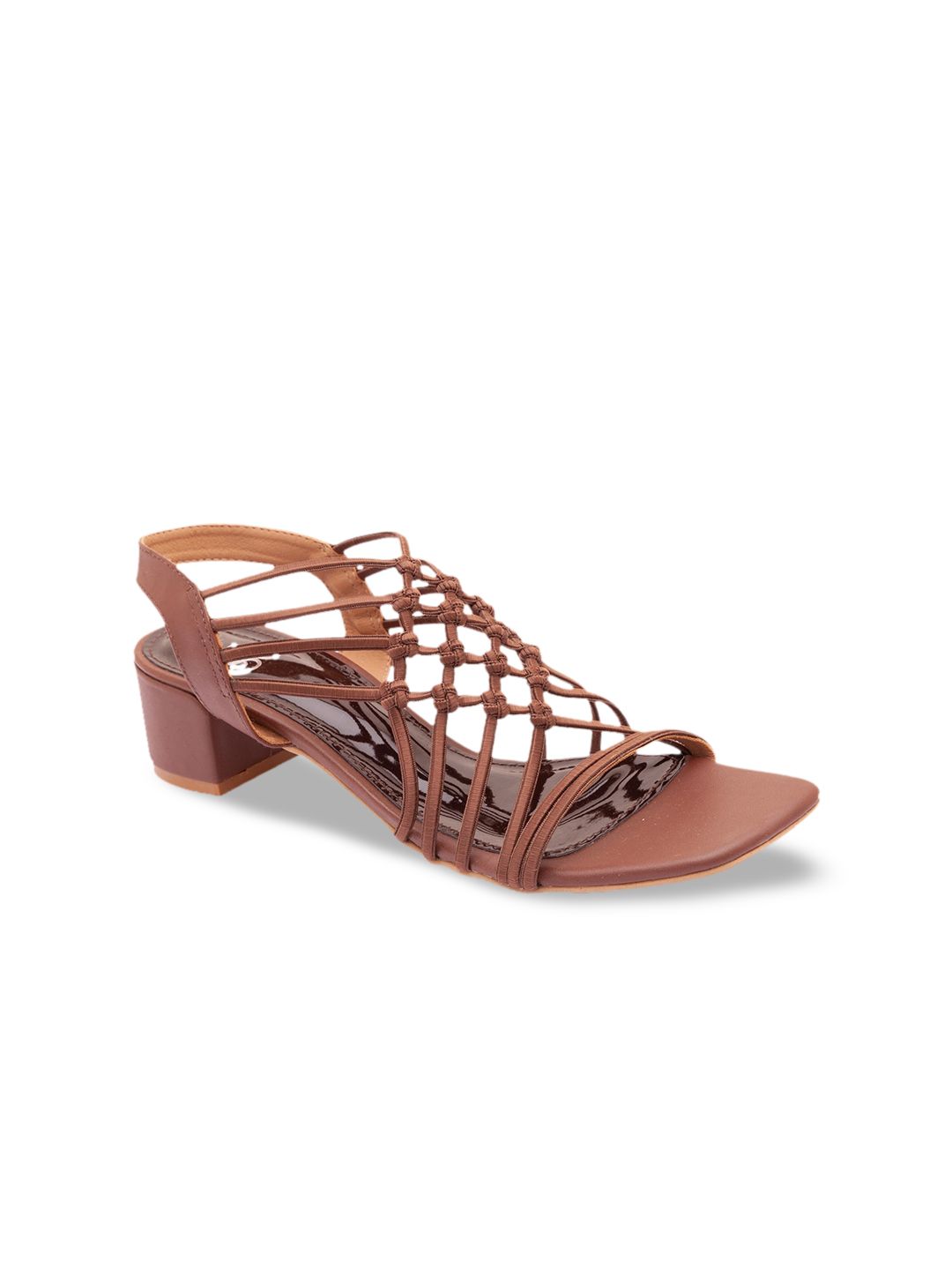 Sole To Soul Women Brown Block Synthetic woven Sandals Price in India