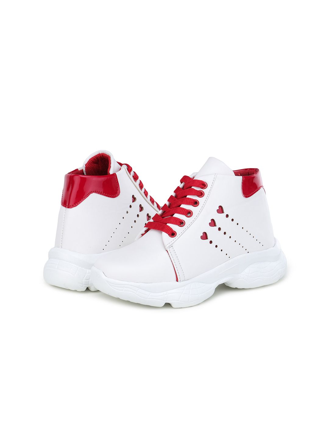 BOOTCO Women White & Red Smart Casual Sneakers Price in India