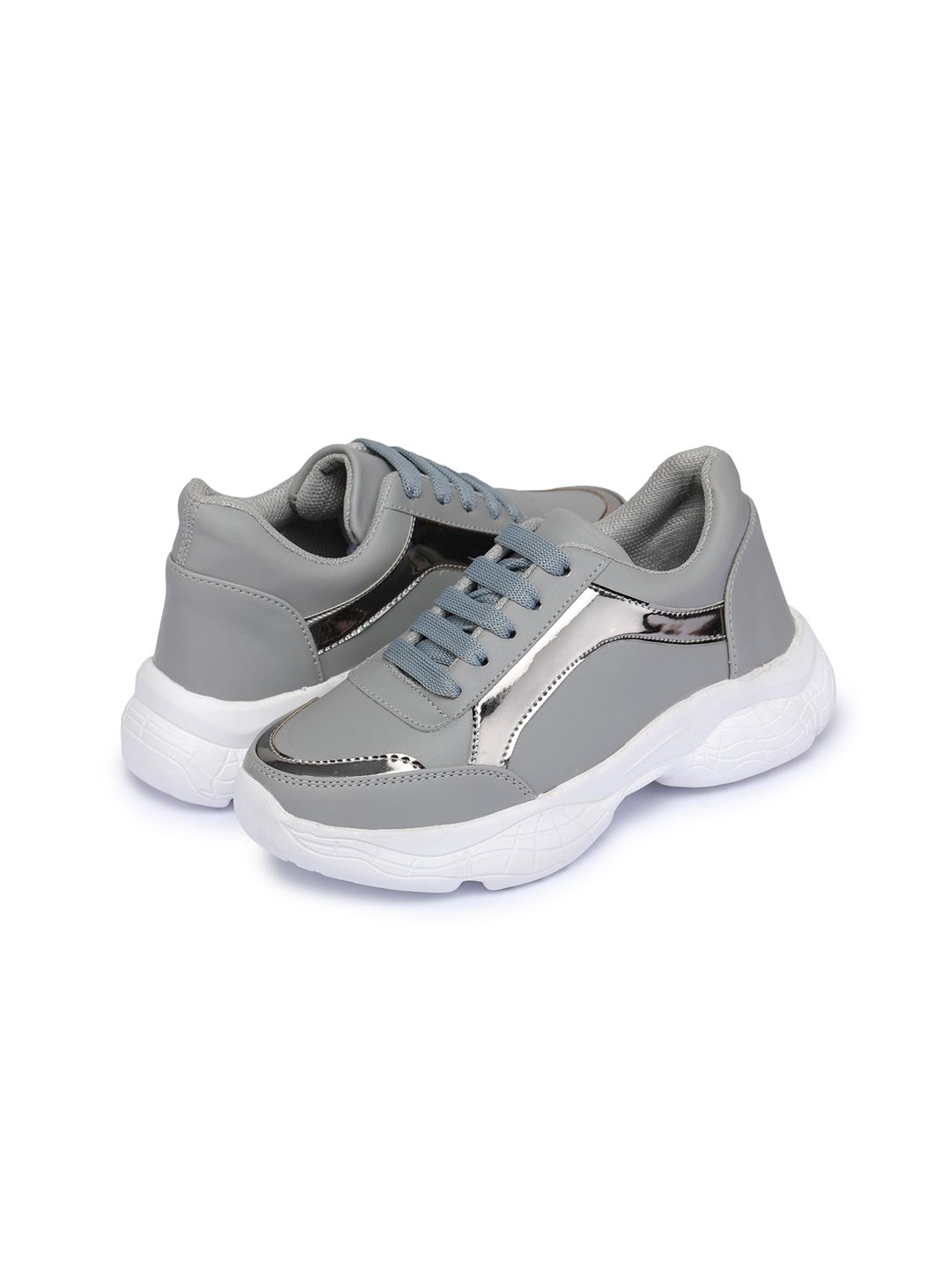 BOOTCO Women Grey Solid Casual Sneakers Price in India