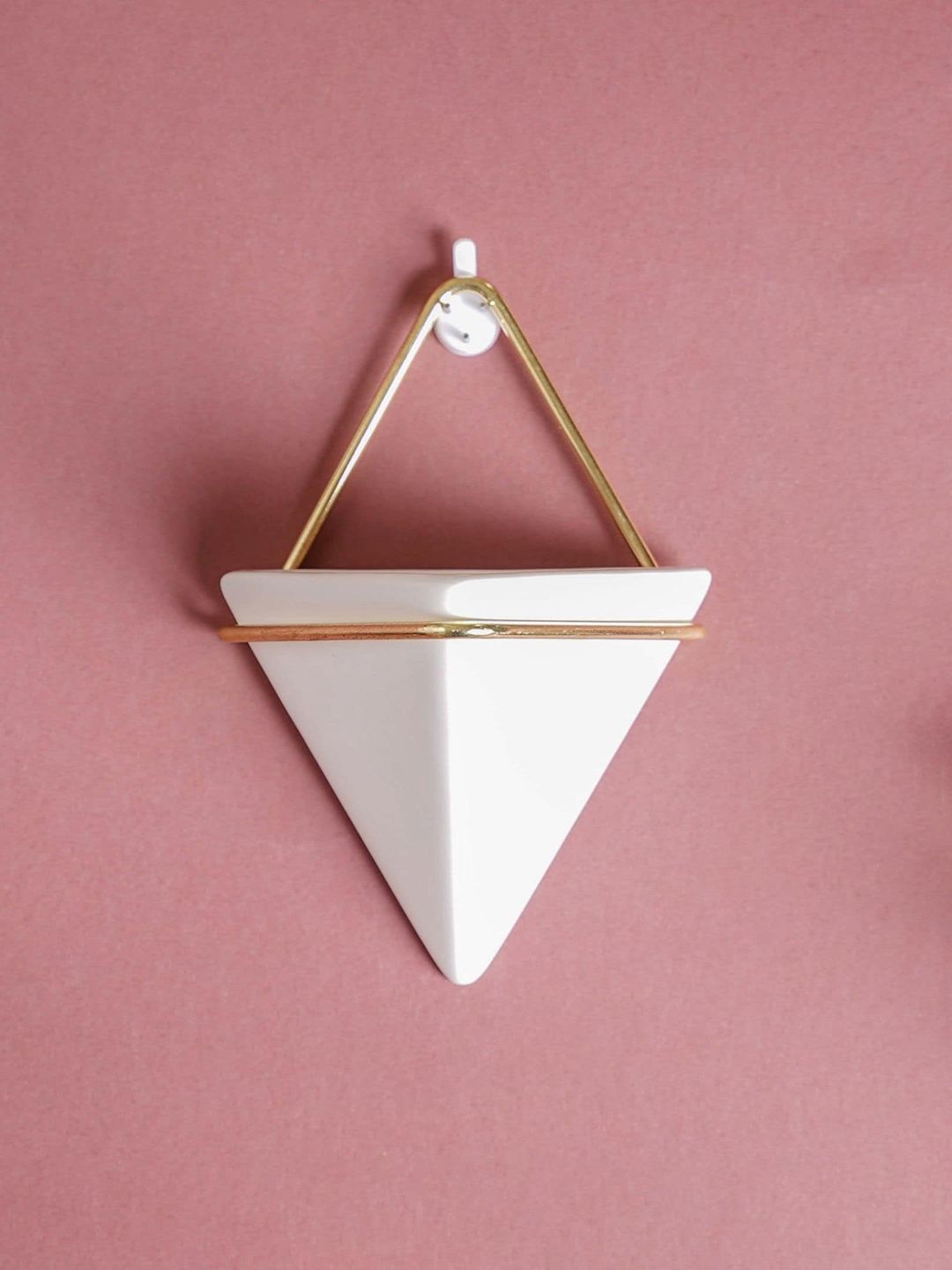Nestasia White & Gold-Toned Solid Triangular Ceramic Planters Price in India