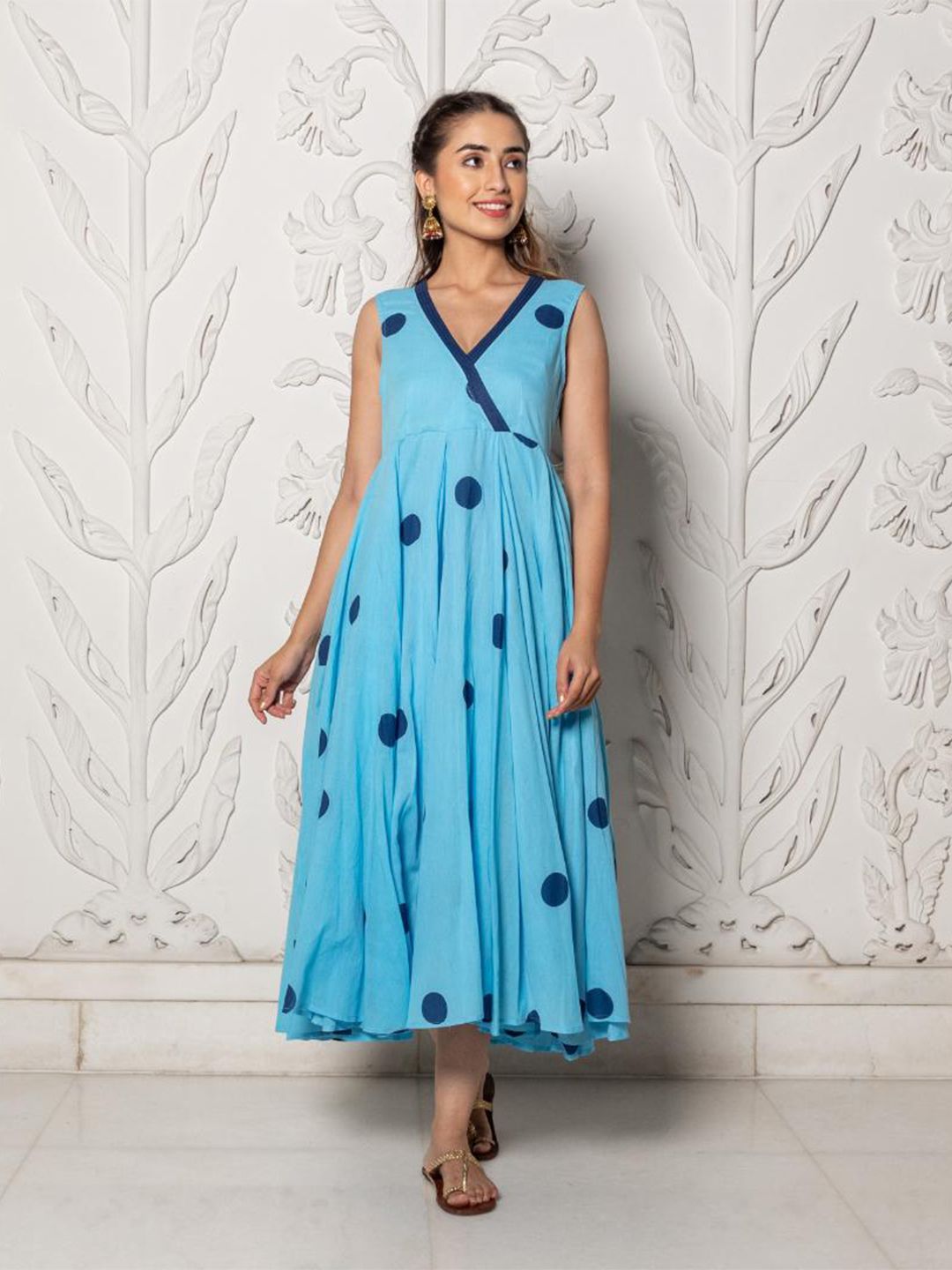 Baisacrafts Turquoise Blue Maxi Dress Price in India