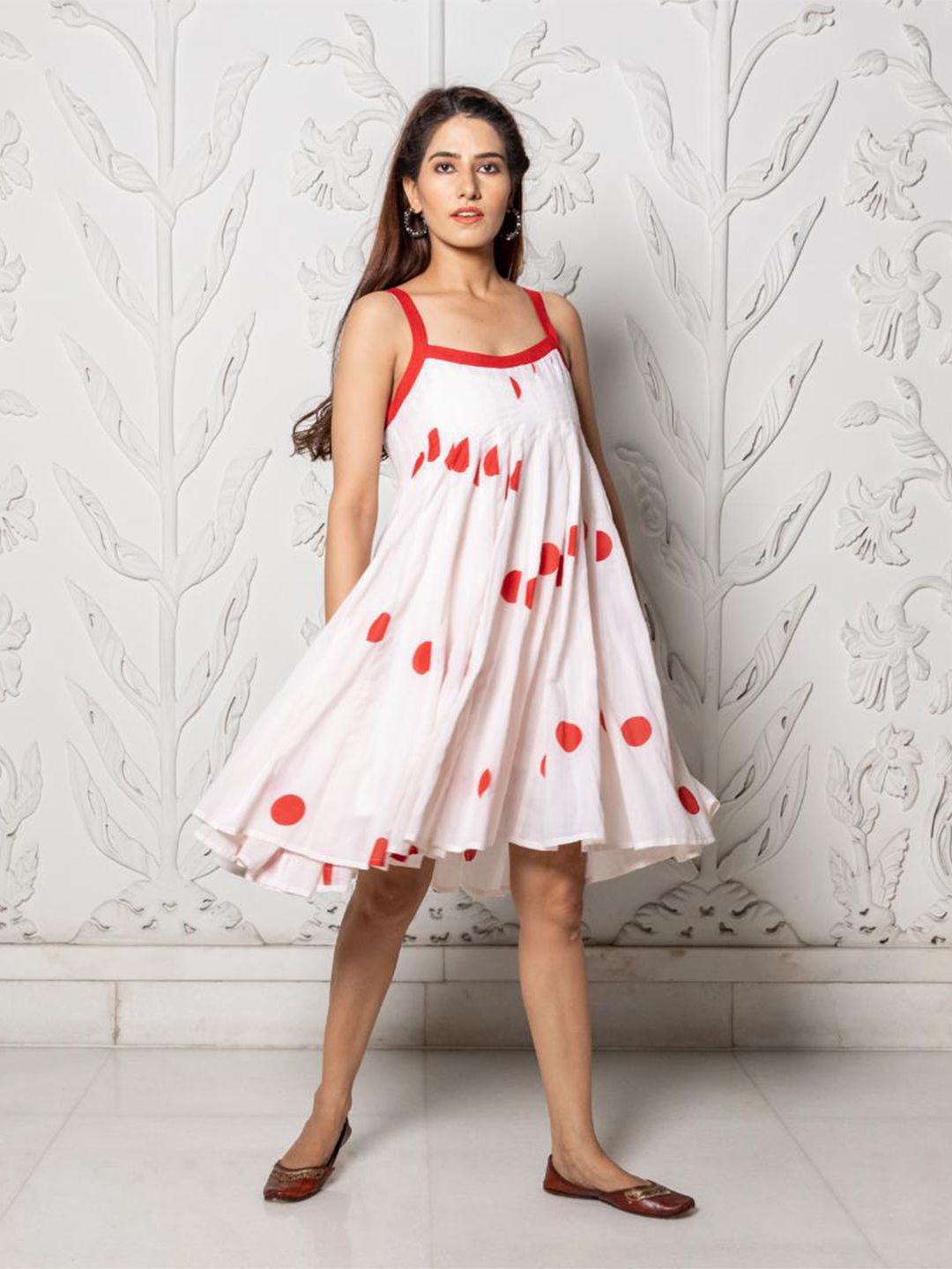 Baisacrafts Women White Polka Dots Dress Price in India