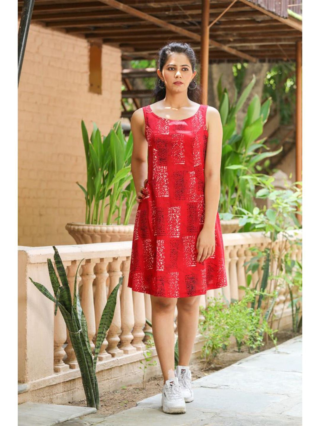 Baisacrafts Red & White A-Line Dress Price in India