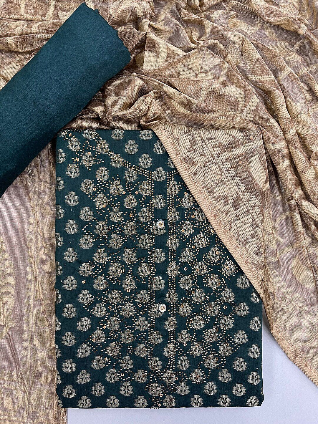 JATRIQQ Women Green Dress Material Price in India