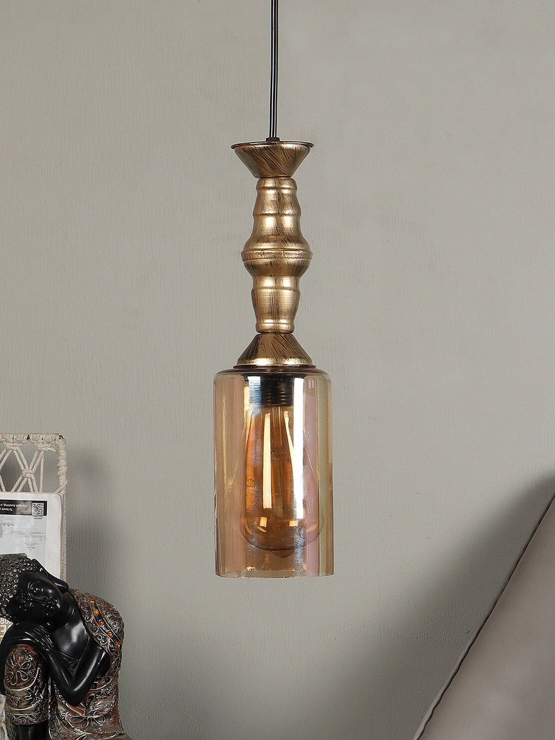 MFD HOME FURNISHING Gold-Toned Solid Ceiling Lamp Price in India