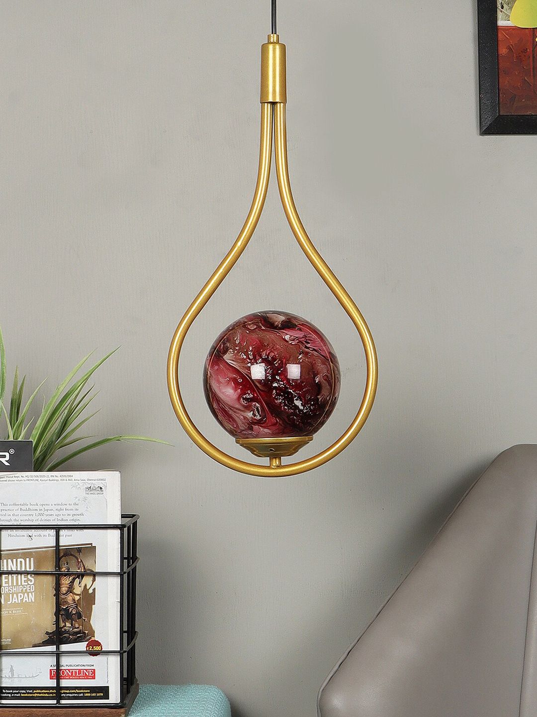 MFD HOME FURNISHING Red Solid Theme Ceiling Lamp Price in India