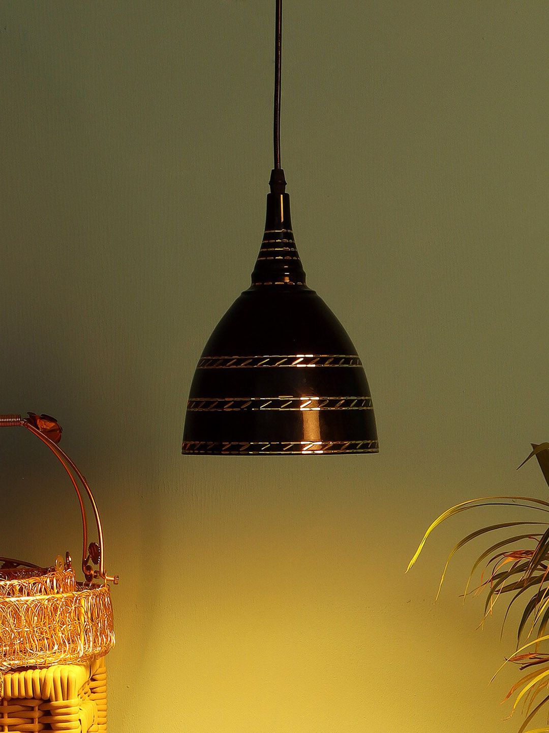 MFD HOME FURNISHING Black Solid Theme Vintage Ceiling Lamp Price in India
