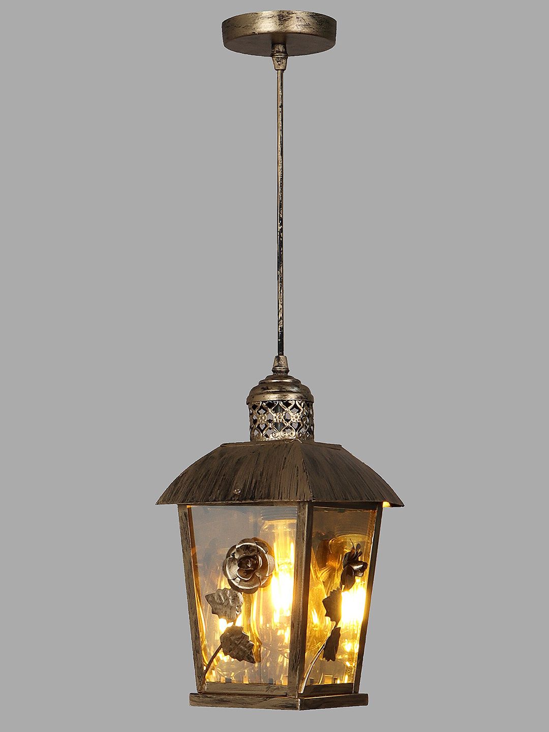 MFD HOME FURNISHING Gold Antic Frustum Ceiling Lamp Price in India