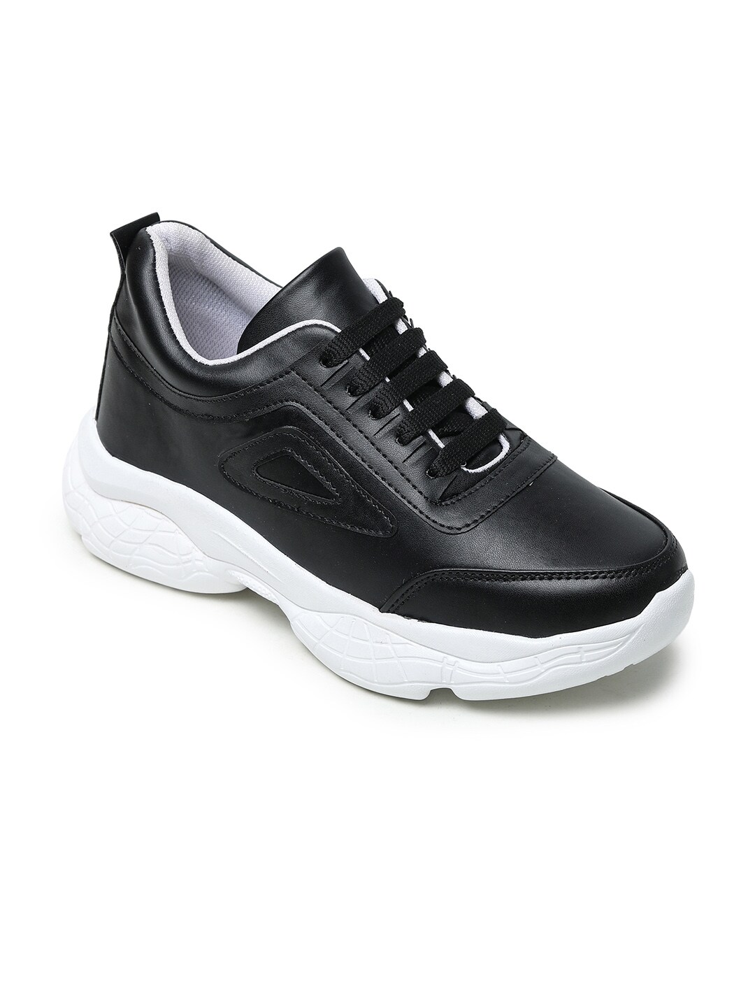 BOOTCO Women Black Solid Sneakers with Stich Details Price in India