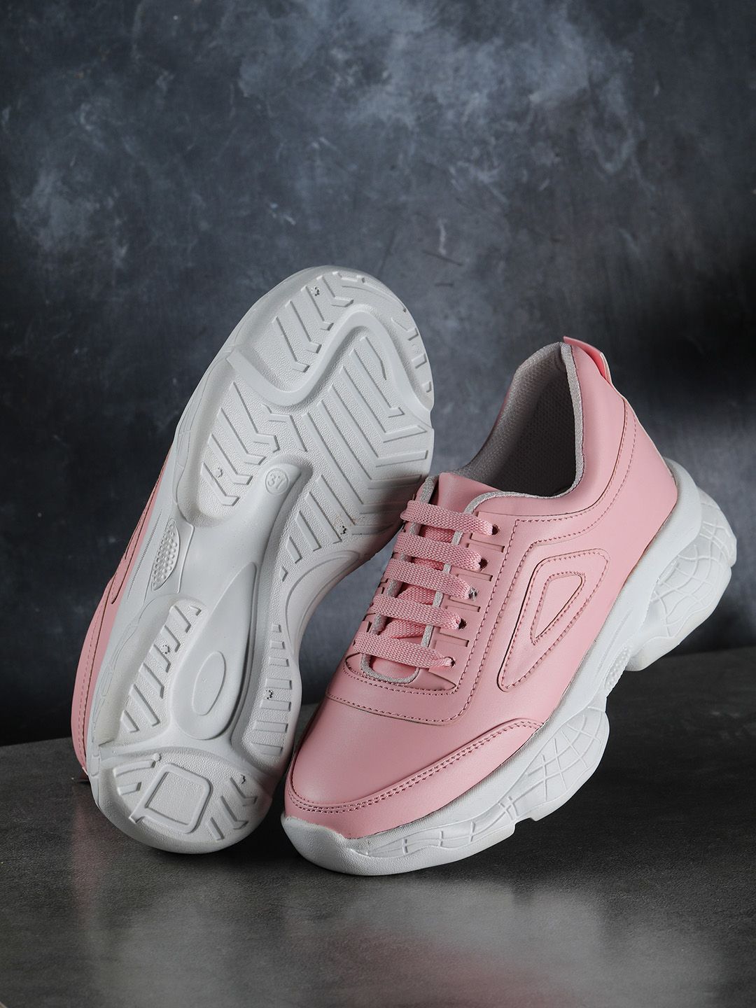BOOTCO Women Pink Textured Sneakers Price in India