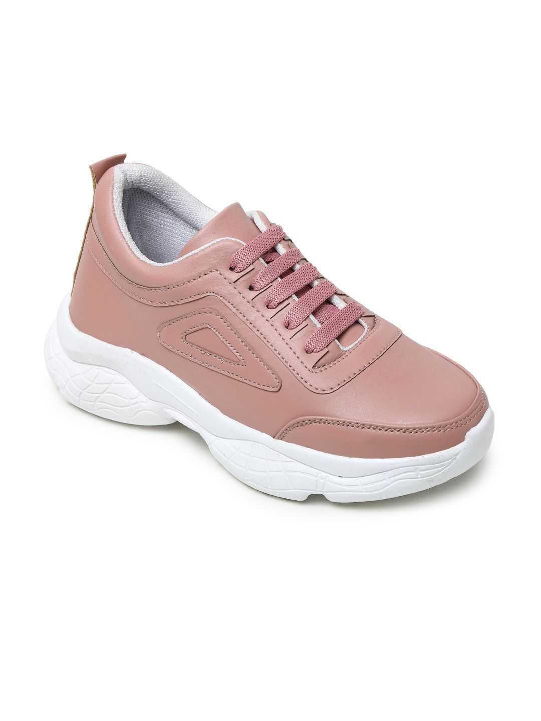 BOOTCO Women Peach-Coloured Textured Sneakers Price in India