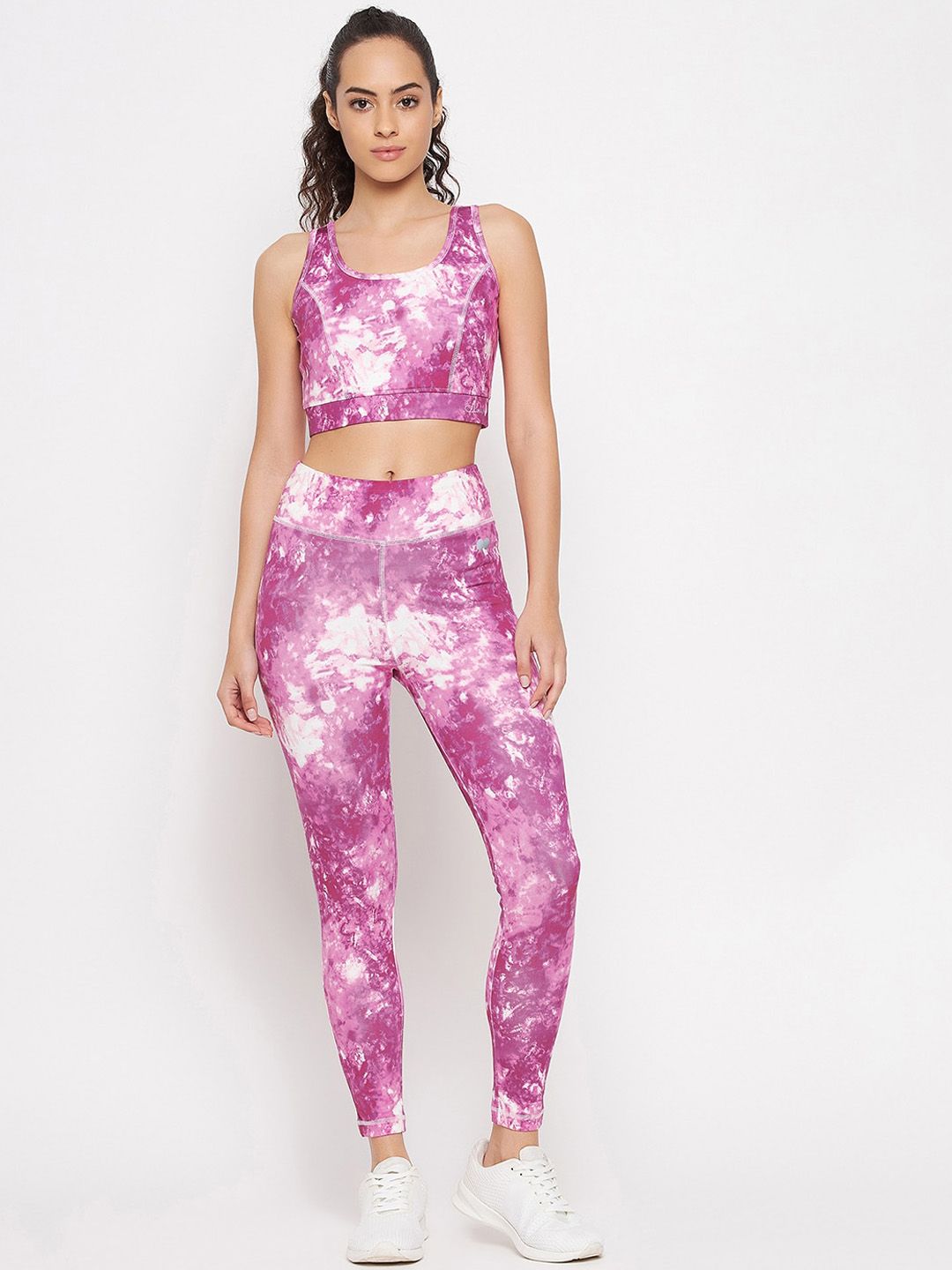 Clovia Women Pink Tie & Dye High Rise  Tracksuits Price in India