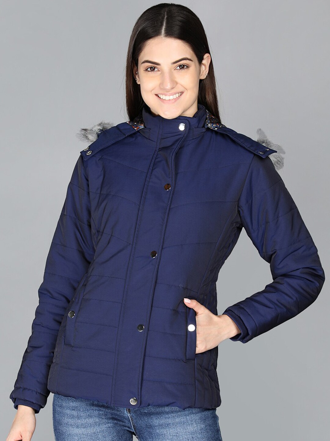 PROTEX Women Blue Outdoor Quilted Jacket Price in India
