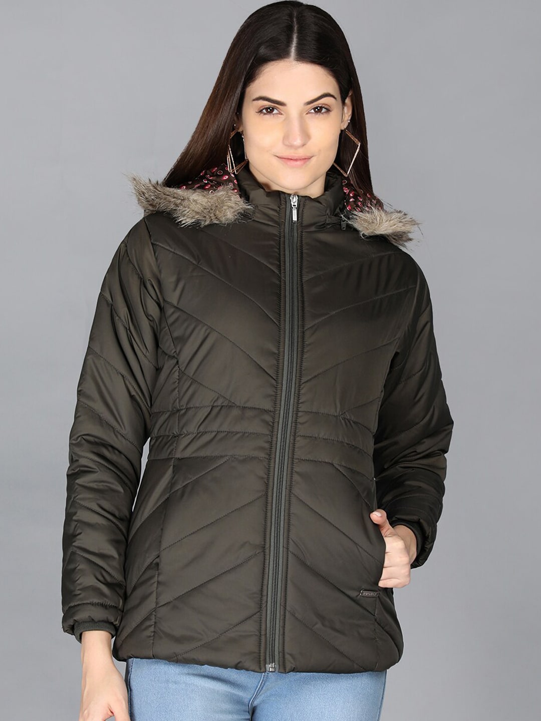 PROTEX Women Olive Green Longline Outdoor Stylish Winter Wear Parka Jacket Price in India