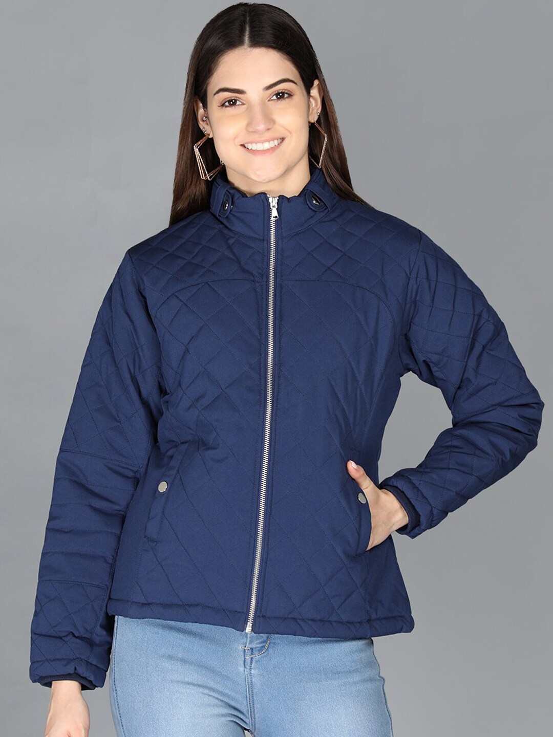 PROTEX Women Blue Solid  Outdoor Bomber Jacket Price in India
