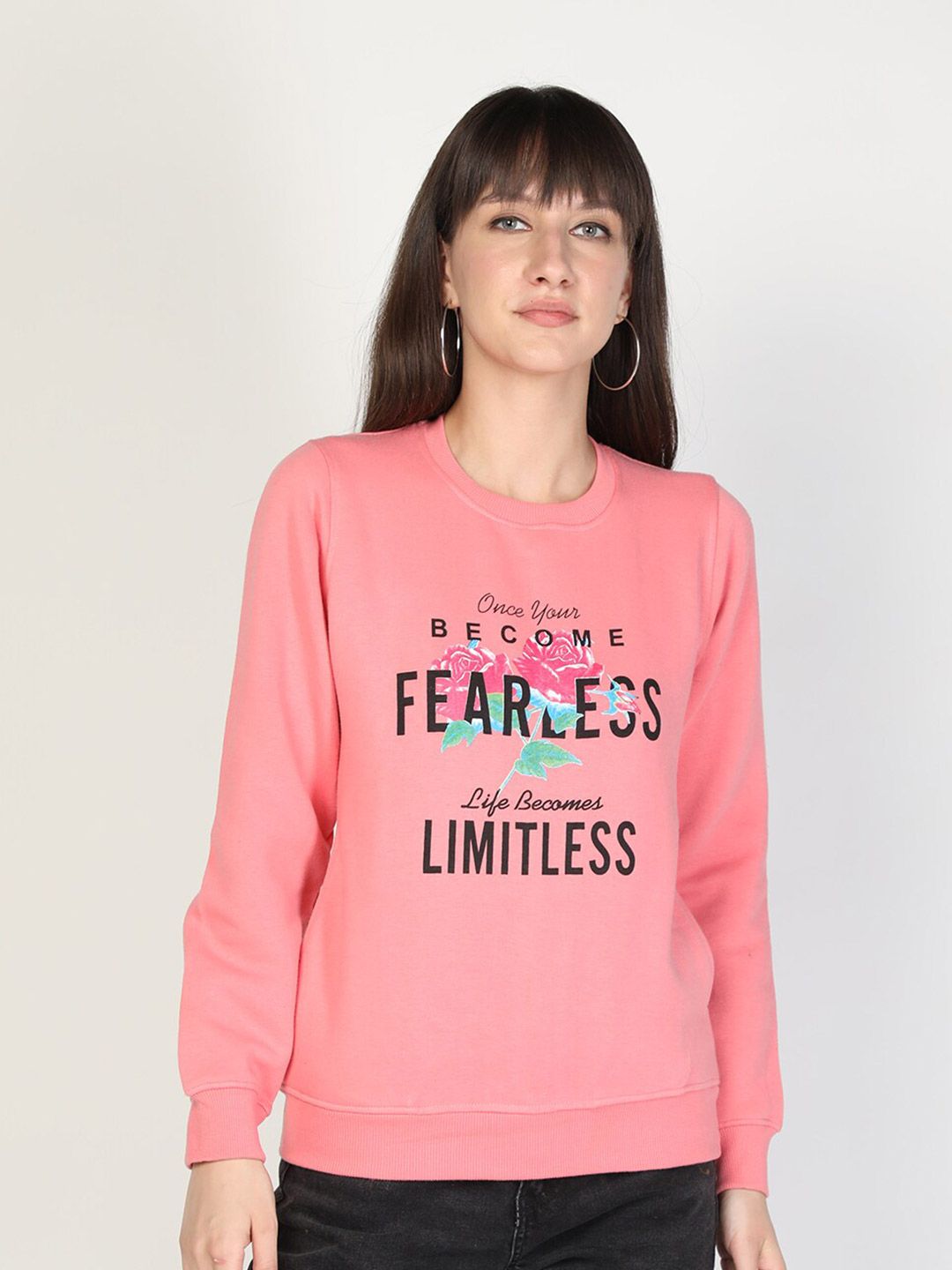 PROTEX Women Pink Printed Sweatshirt Price in India