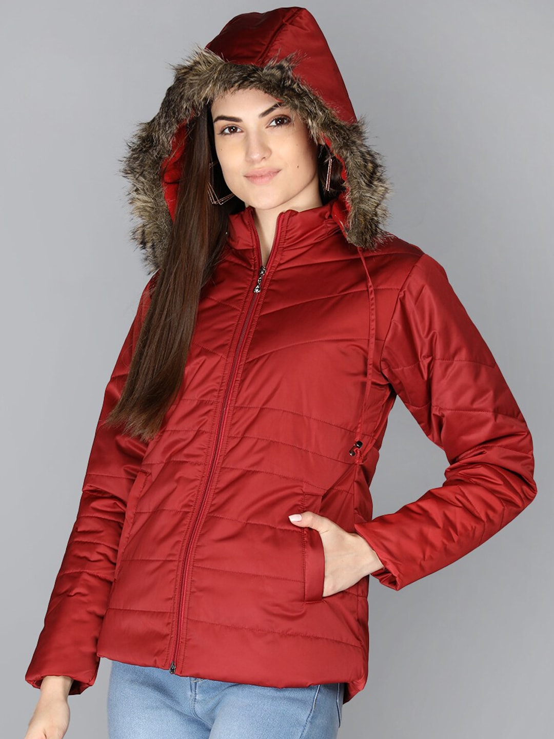 PROTEX Women Maroon Outdoor Stylish Winter Wear Parka Jacket Price in India