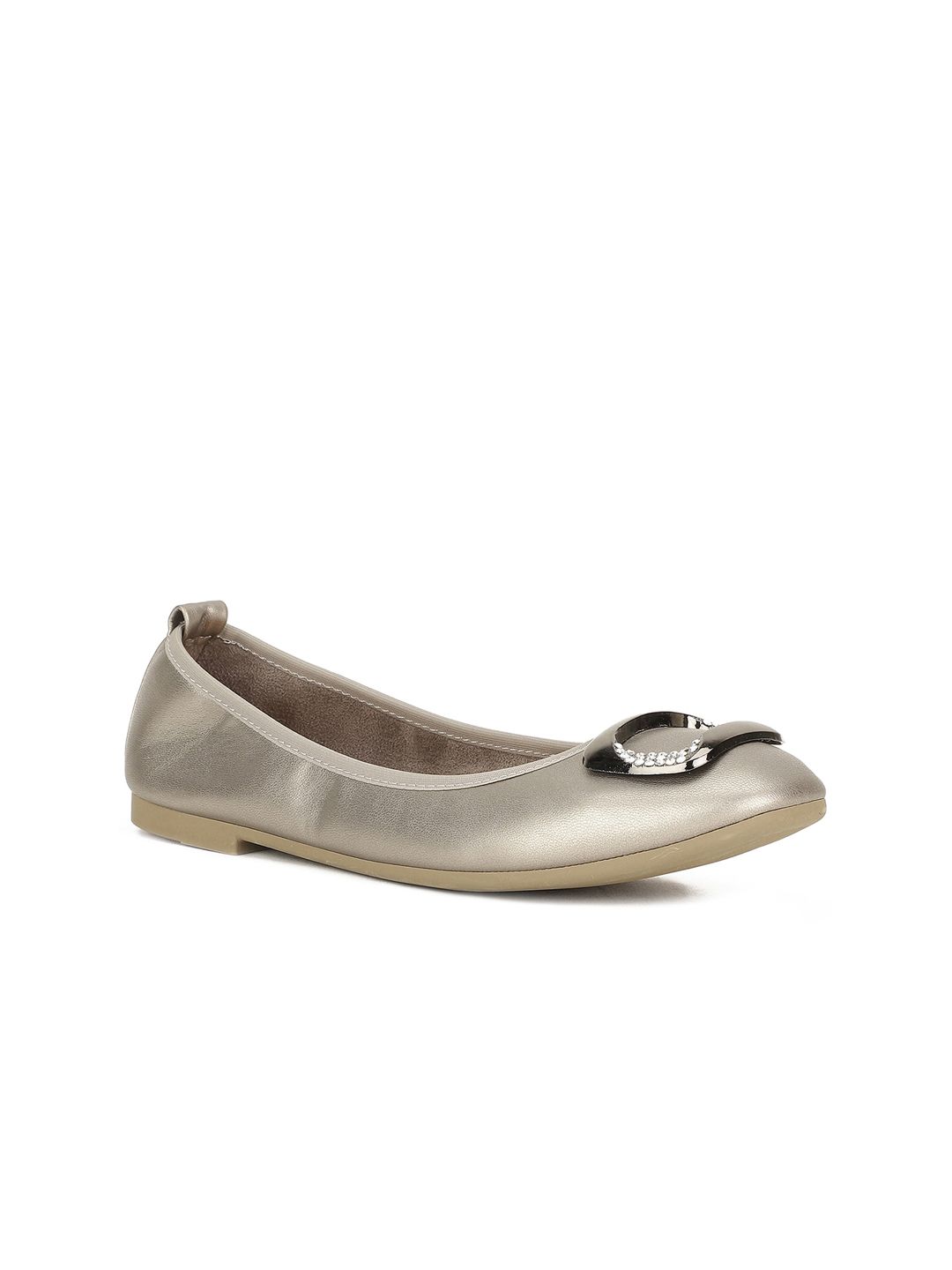 Bata Women Grey Buckles Flats