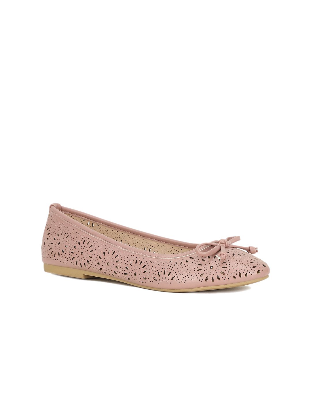 Bata Women Pink Laser Cuts Flats