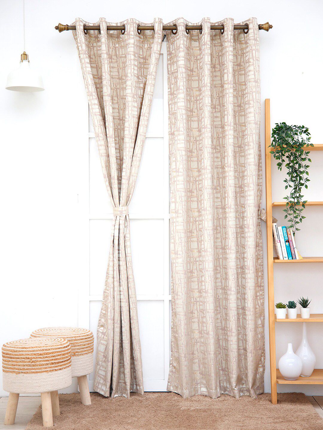 Ariana Cream-Coloured Self Design Long Door Curtain Price in India