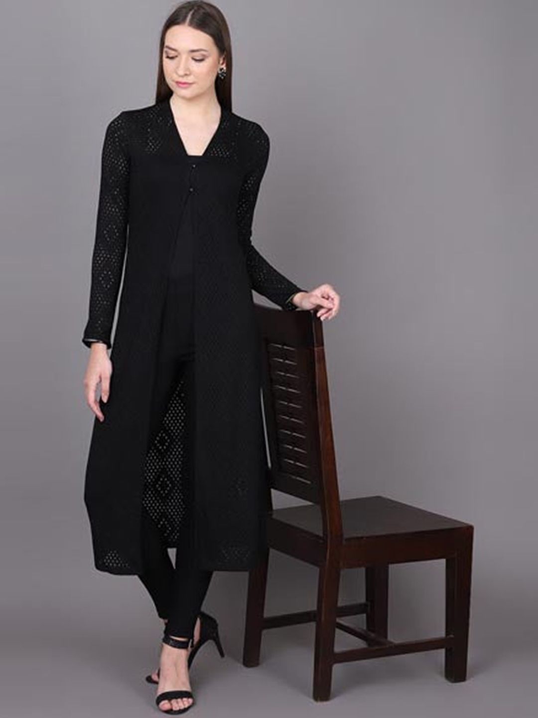 Lakshita Women Black Longline Shrug