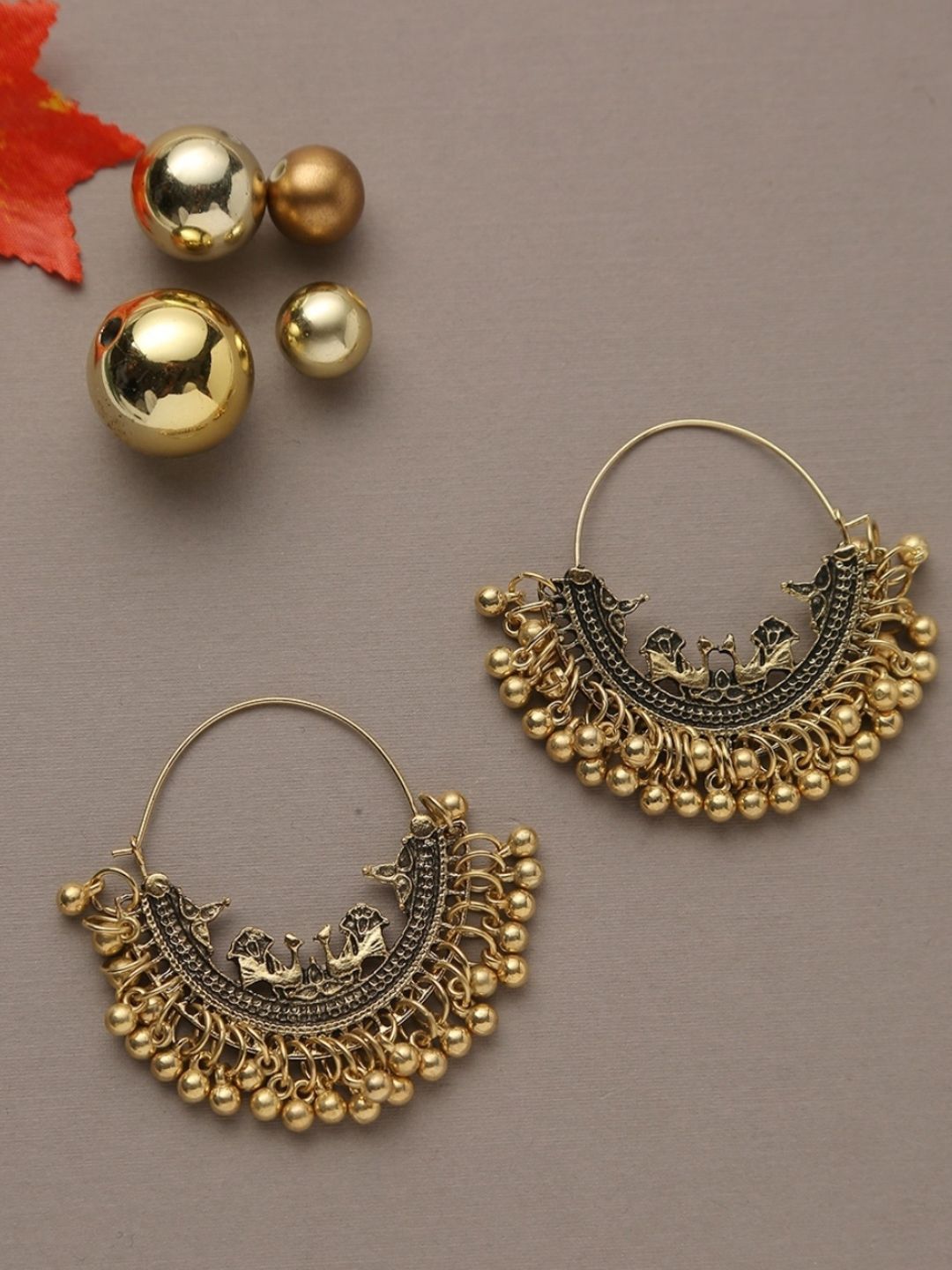 Infuzze Gold-Toned Crescent-Shaped Chandbalis Price in India