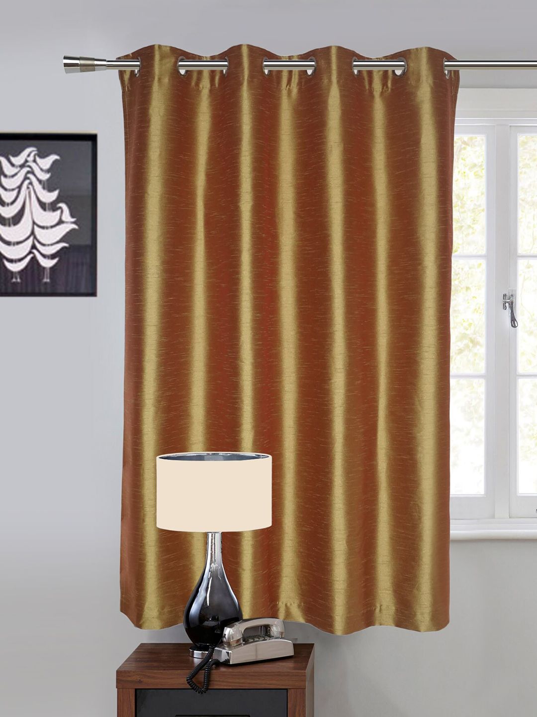 Lushomes Gold-Toned Pack of 1 Window Curtain Price in India