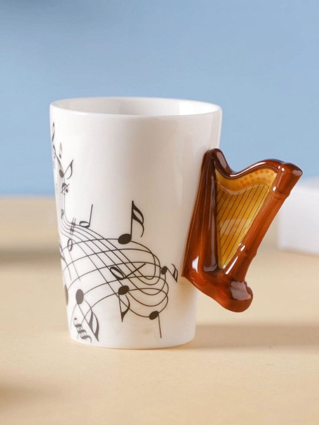 Nestasia White and Brown Ceramic Music Handle Cup Price in India