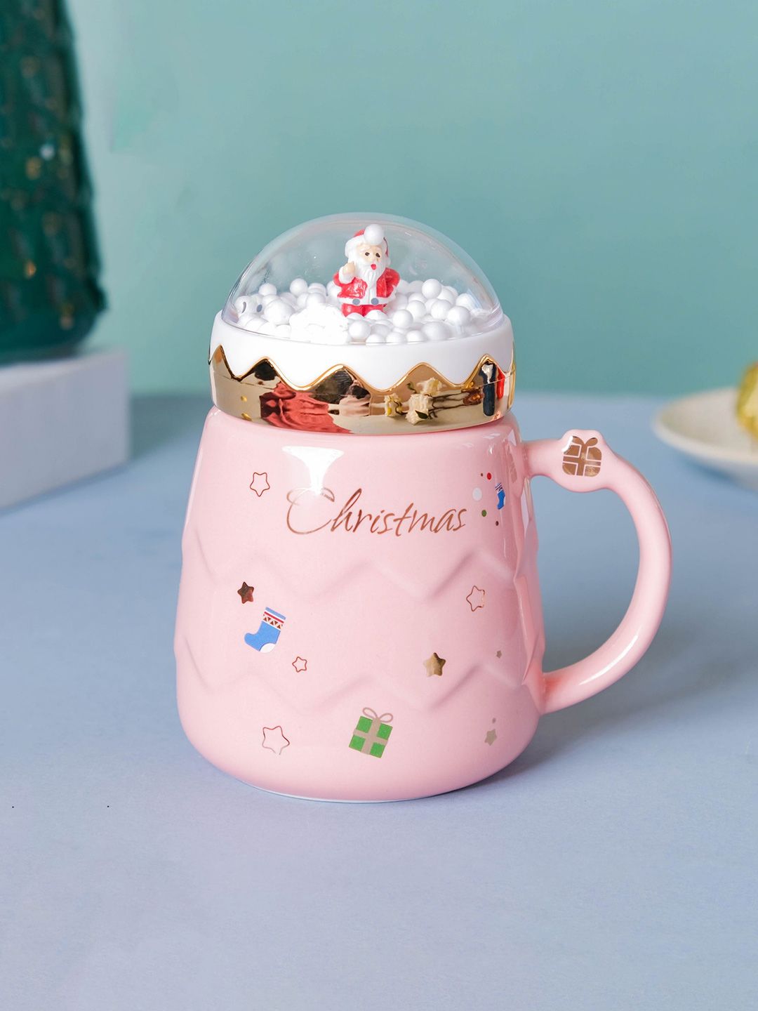 Nestasia Pink & White Ceramic Snowy Christmas Mug Price in India