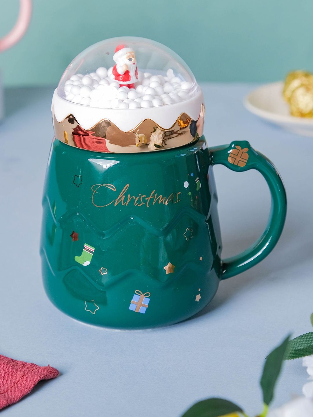 Nestasia Green & White Snowy Christmas Printed Ceramic Mug Price in India