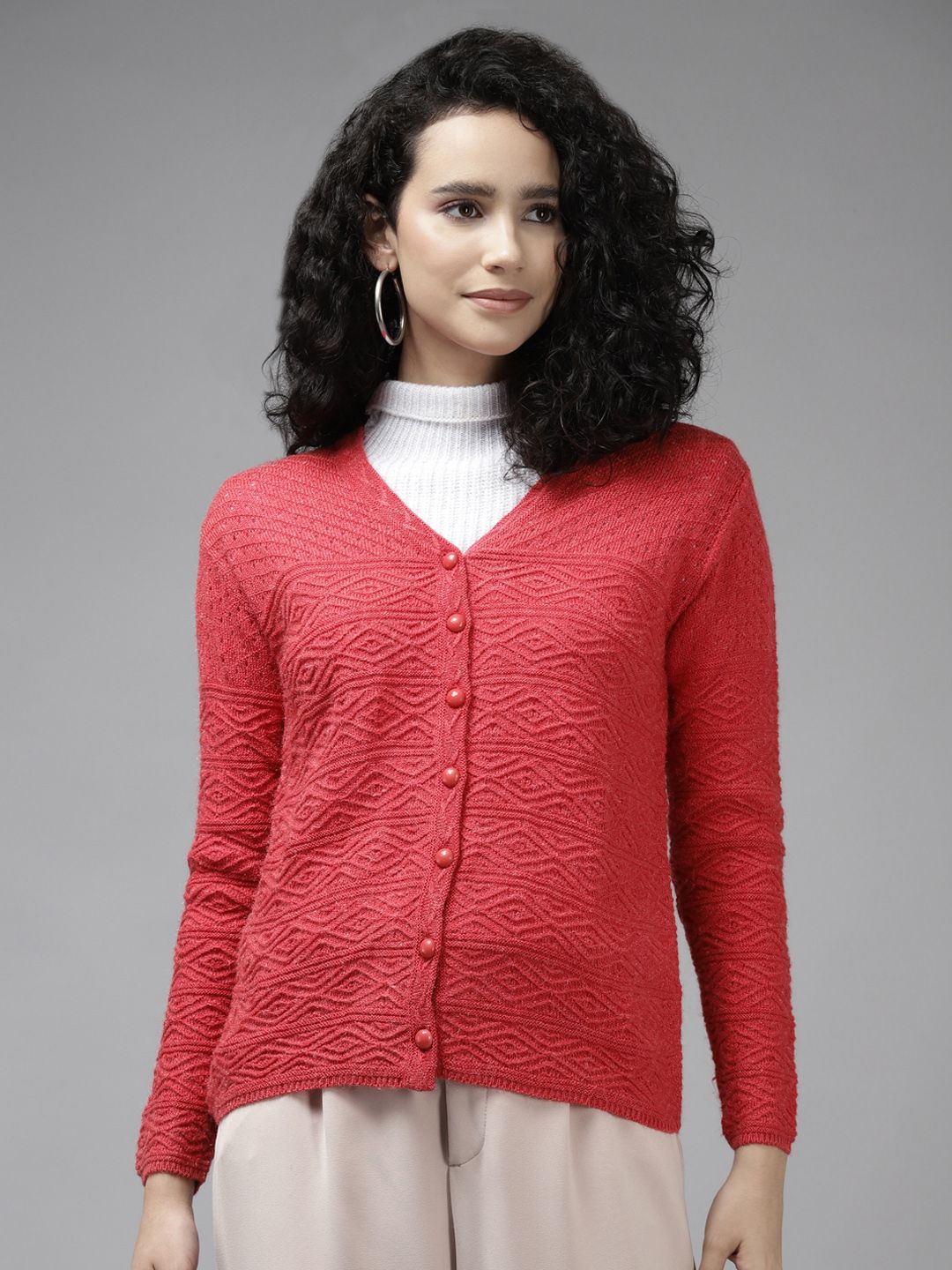 Cayman Women Pink Wool Cardigan Price in India