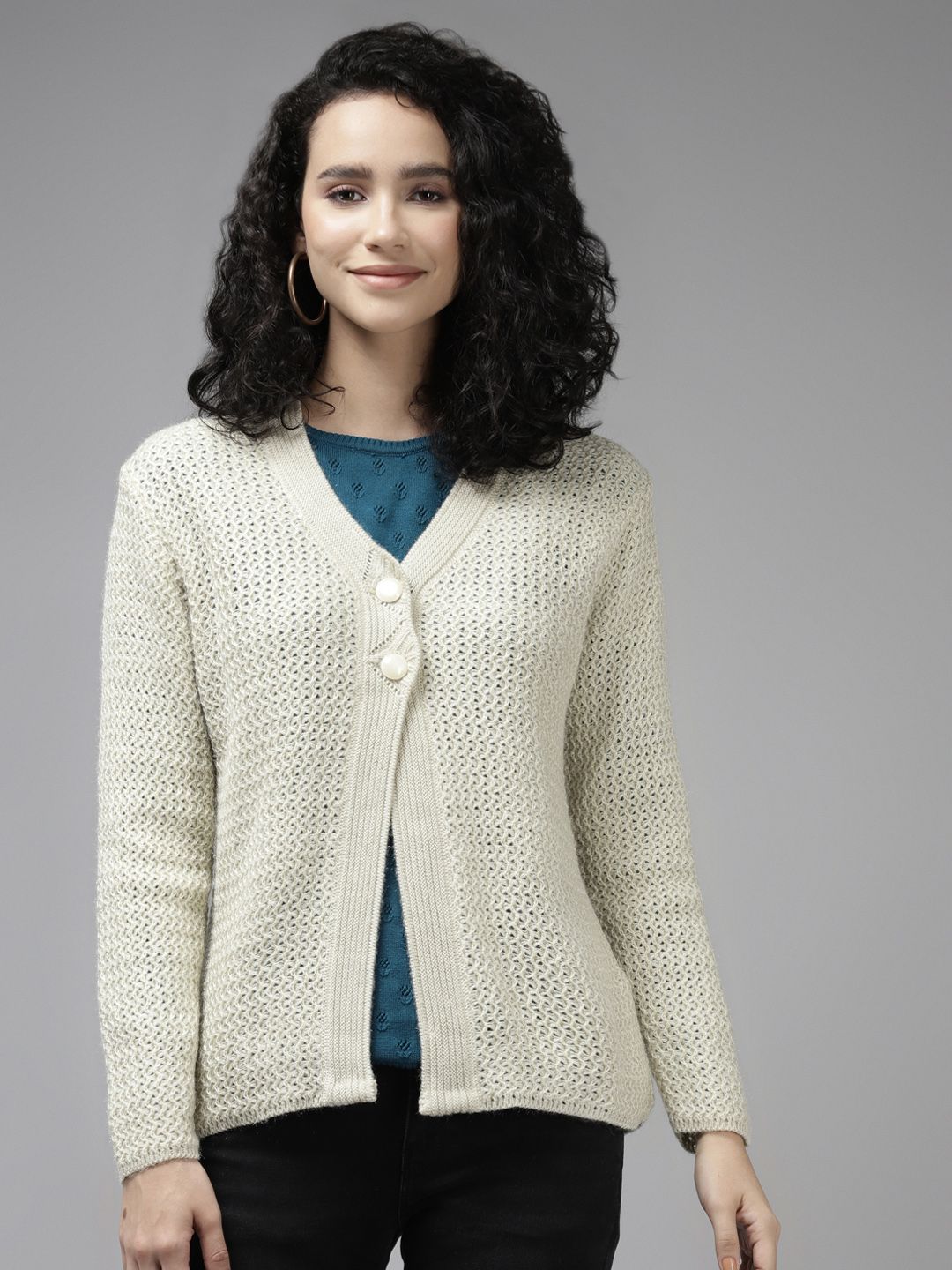 Cayman Women Beige Wool Cardigan Price in India