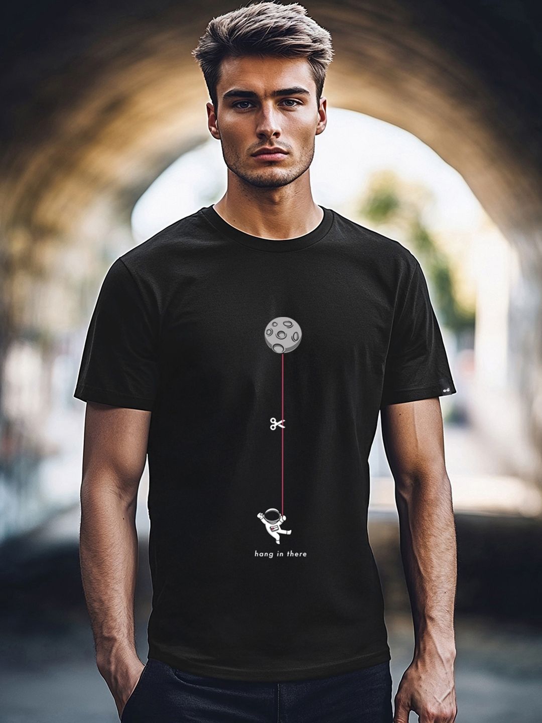 Bewakoof Men Black Printed Pure Cotton T-shirt