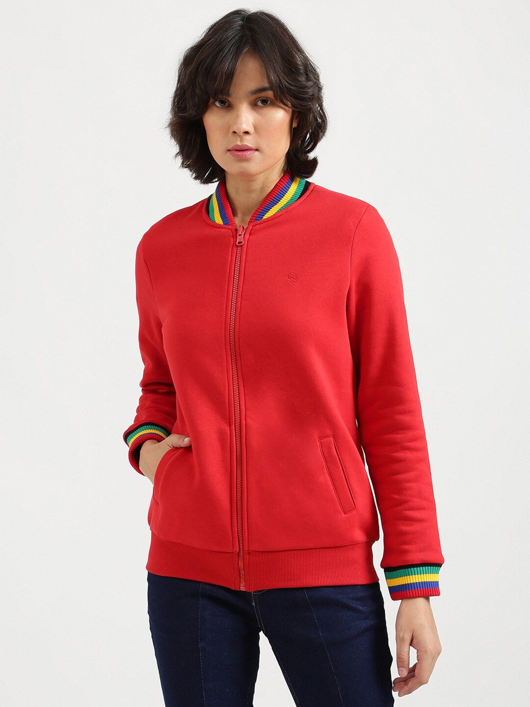 United Colors of Benetton Women Red Regular Sweatshirt Price in India