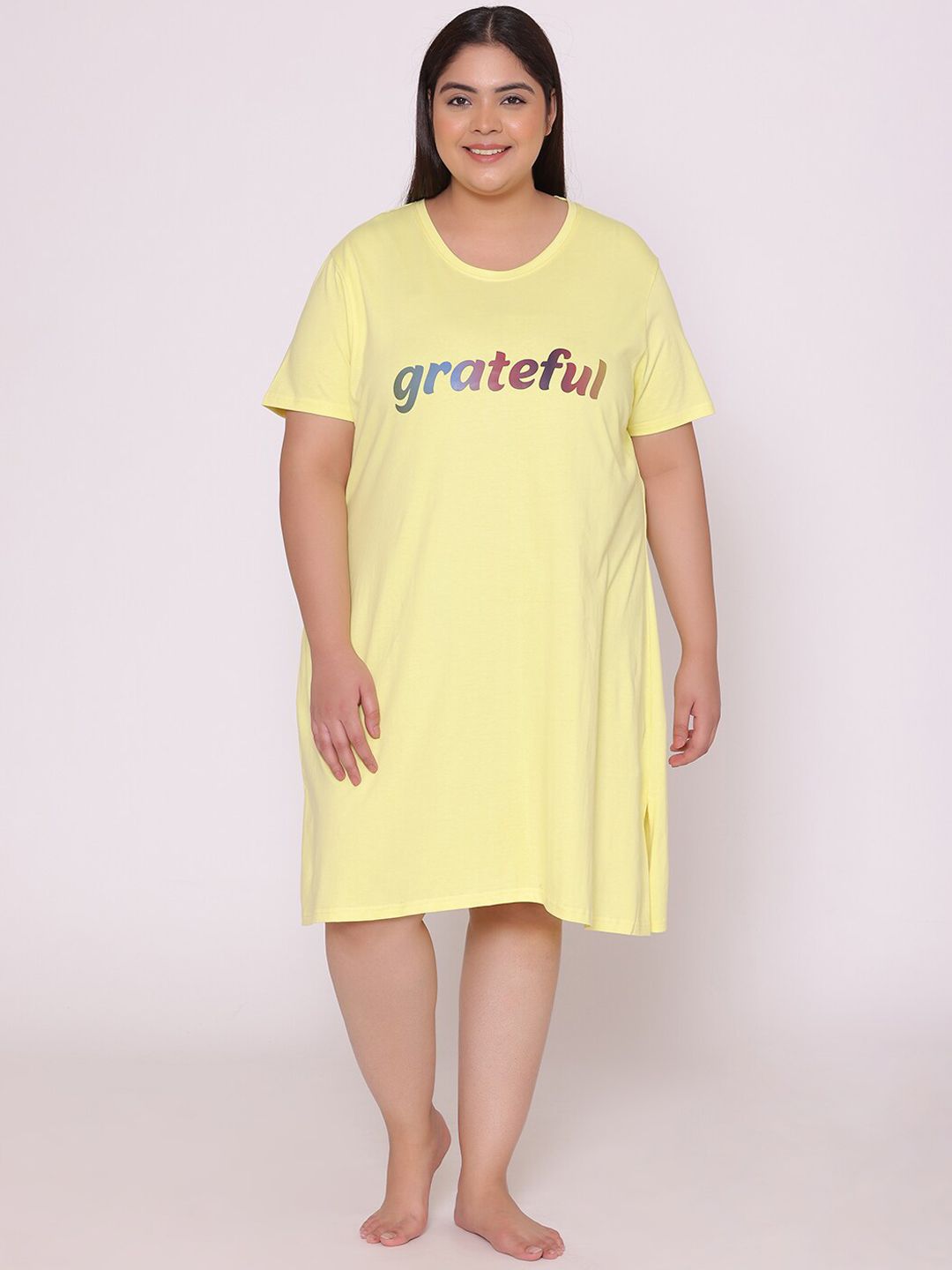 TITTLI Women Yellow Solid Cotton Lounge Tshirts Price in India
