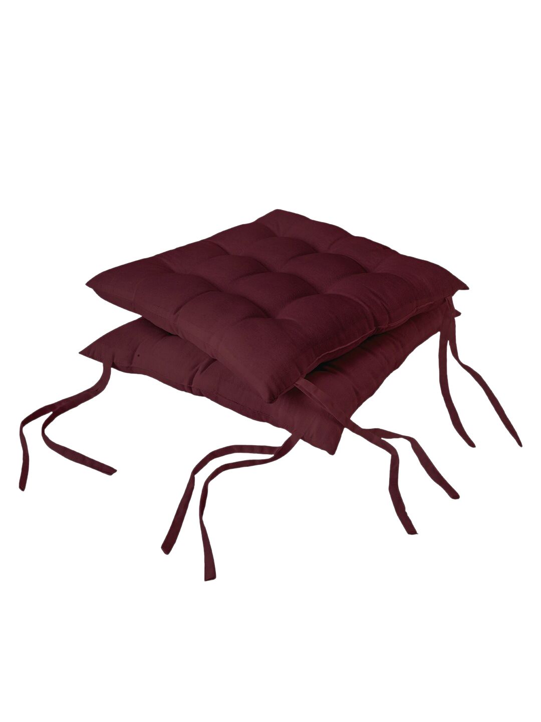 Encasa Homes Set of 2 Maroon Solid Cotton Chair Pads Price in India