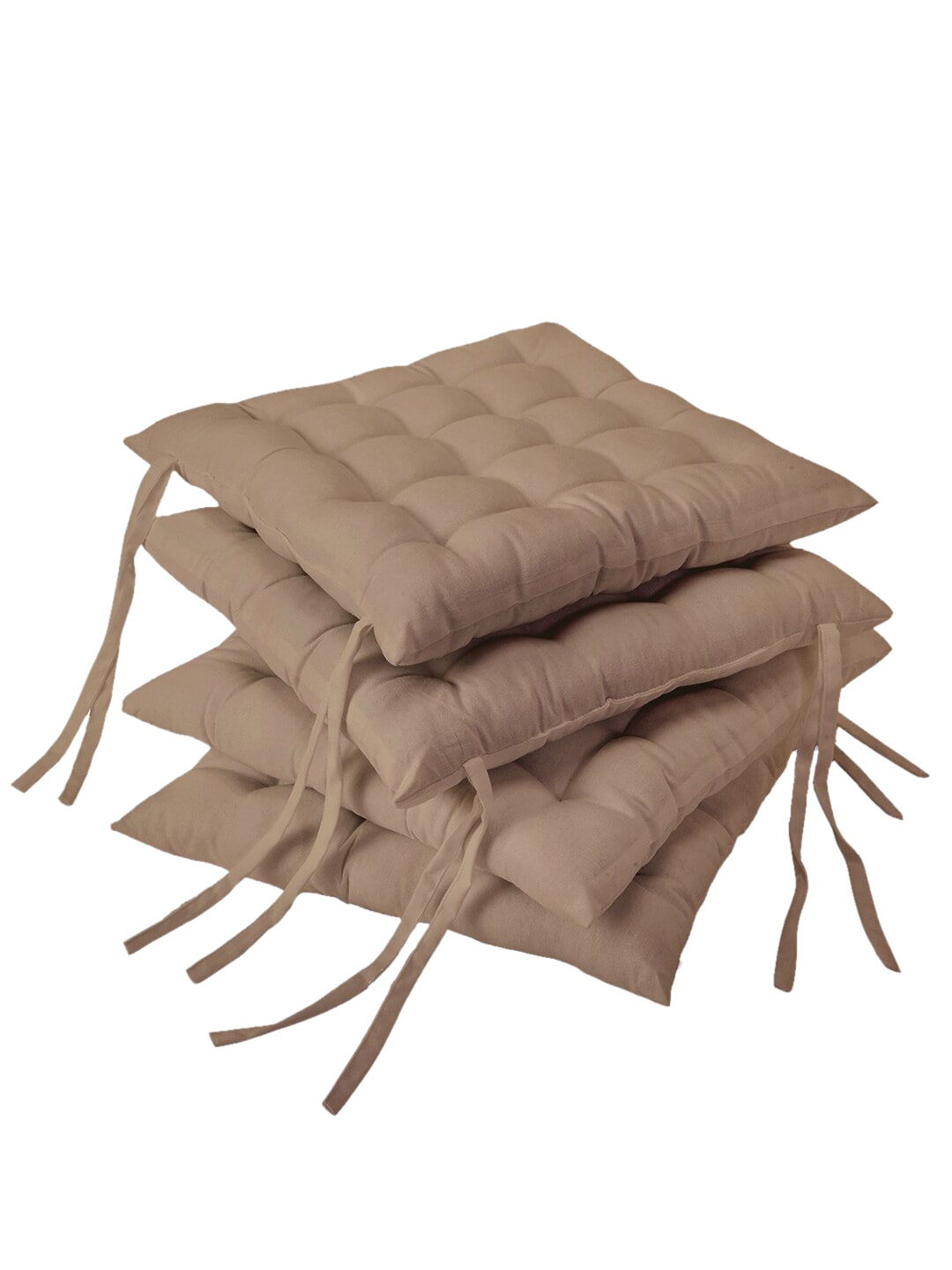 Encasa Homes Set of 4 Beige Solid Cotton Chair Pads Price in India