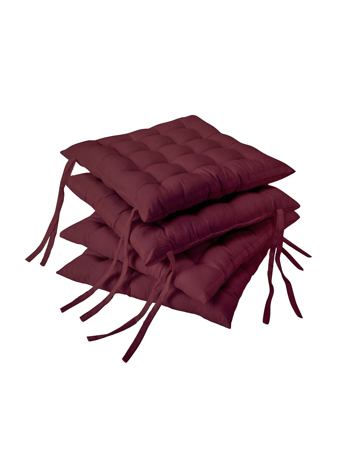 Encasa Homes Set of 4 Maroon Cotton Chair Pads Price in India