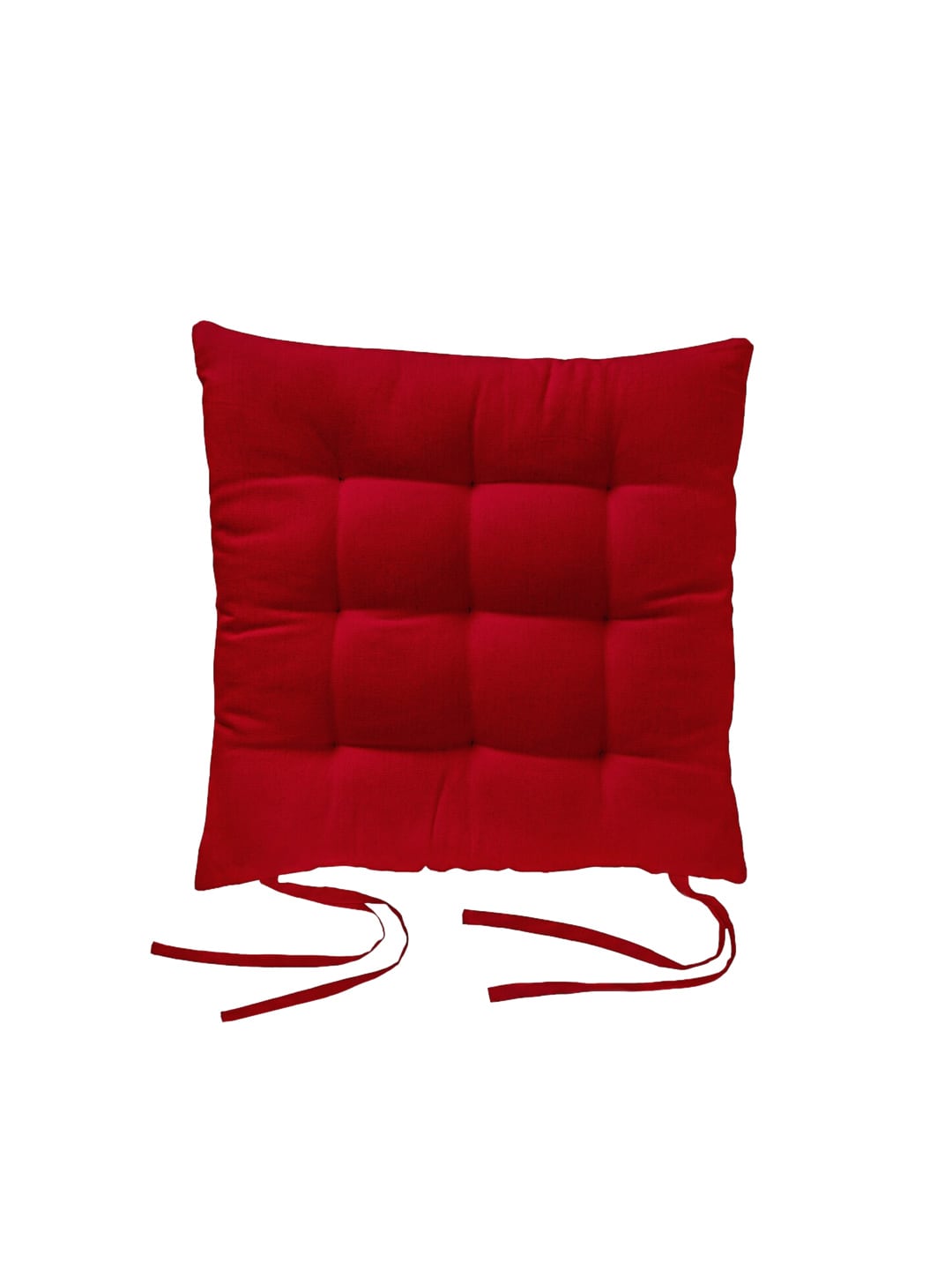 Encasa Homes Set of 2 Red Solid Cotton Chair Pads Price in India