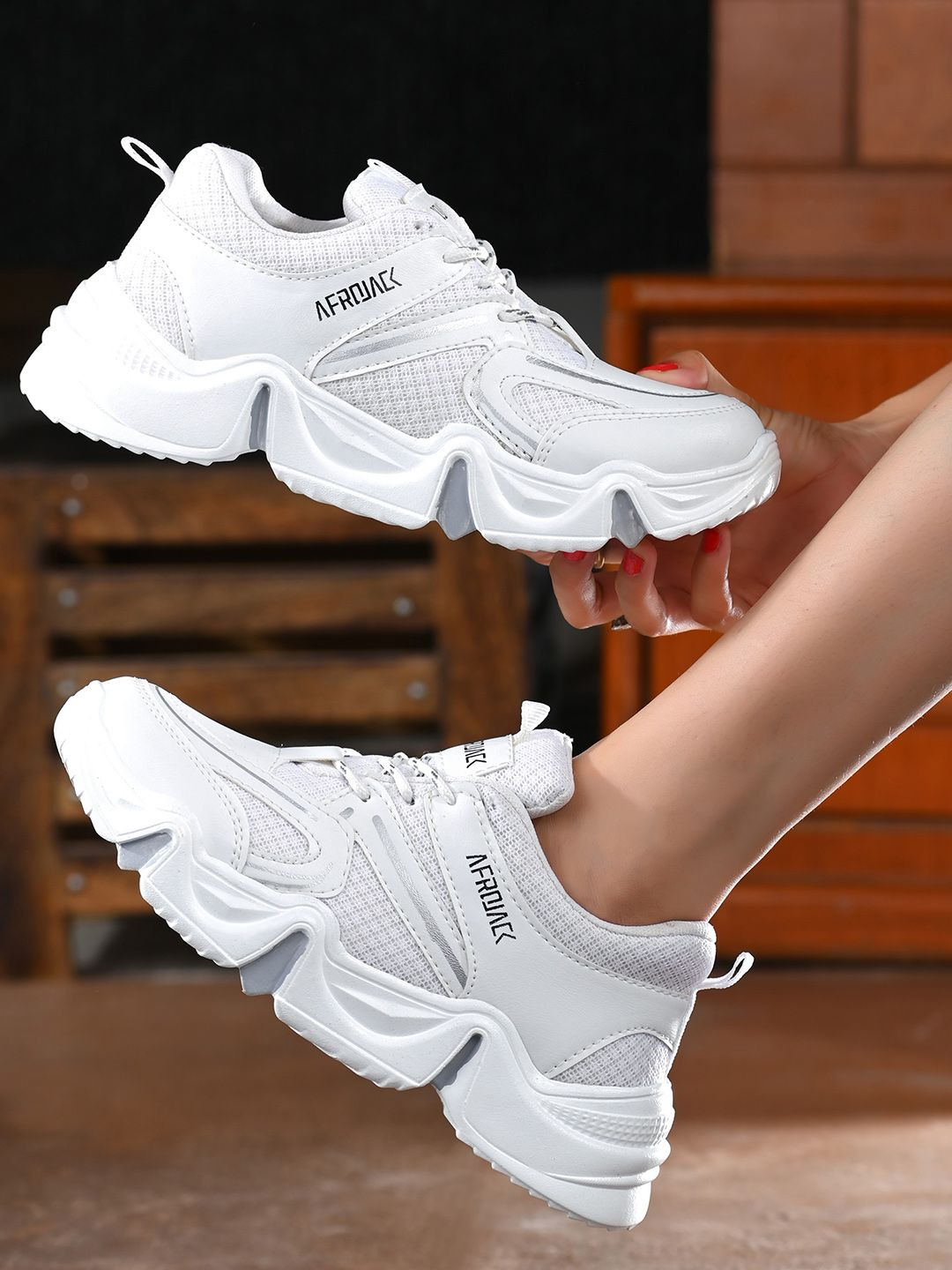 AfroJack Women White Woven Design Sneakers Price in India