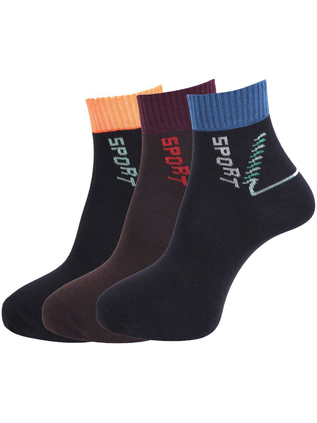 Dollar Socks Men Pack Of 3 Assorted Ankle-Length Socks