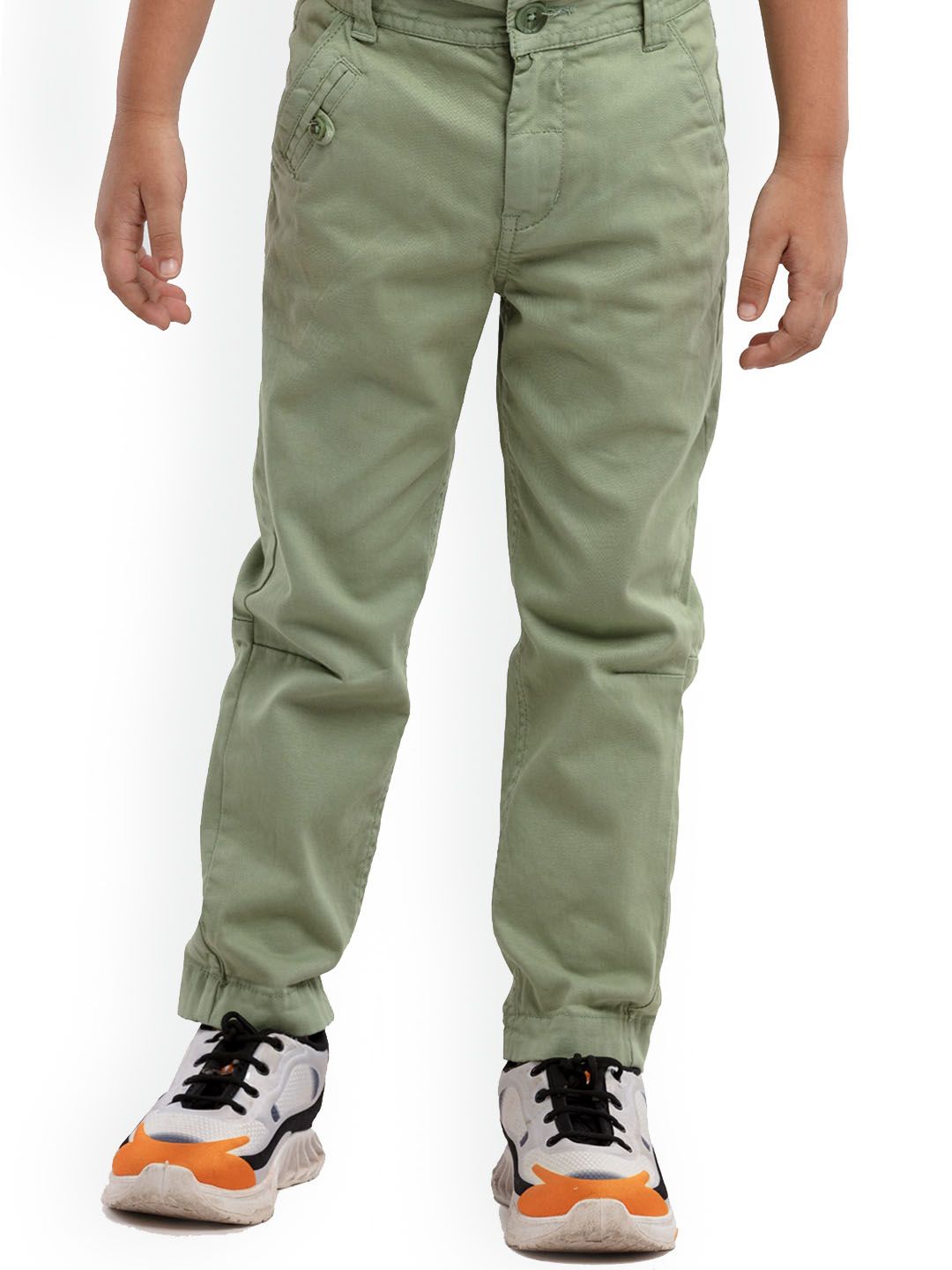 UNDER FOURTEEN ONLY Boys Olive Green Slim Fit Chinos Trousers