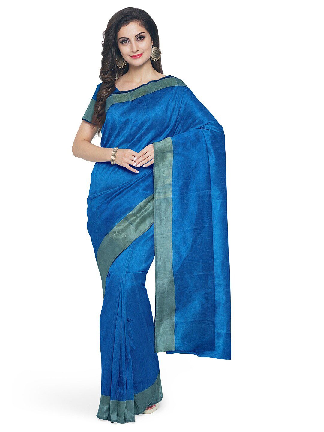 KALINI Blue & Green Silk Cotton Ready to Wear Sungudi Saree Price in India